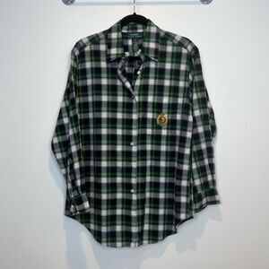 Lauren Ralph Lauren Tartan Plaid Embroidered Crest Button Down SZ 8 Crested